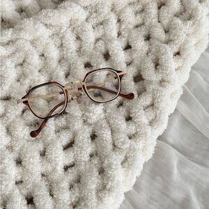 Round BLUE Light Glasses with Gold Accents